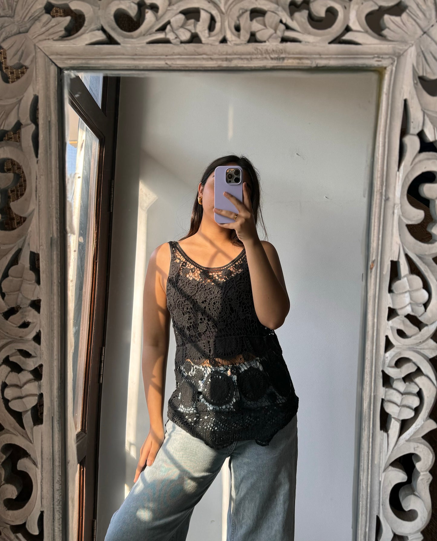 Black Net crochet top