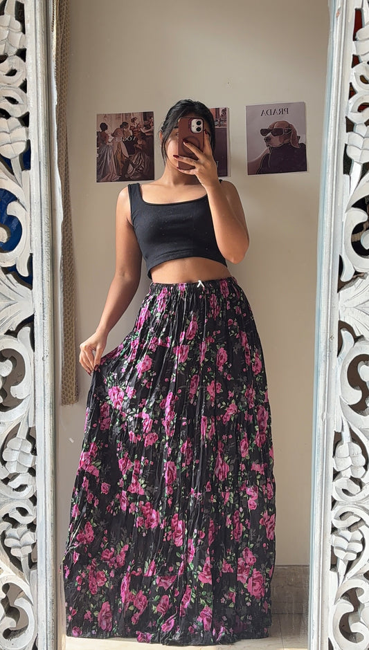 Black Floral Skirt