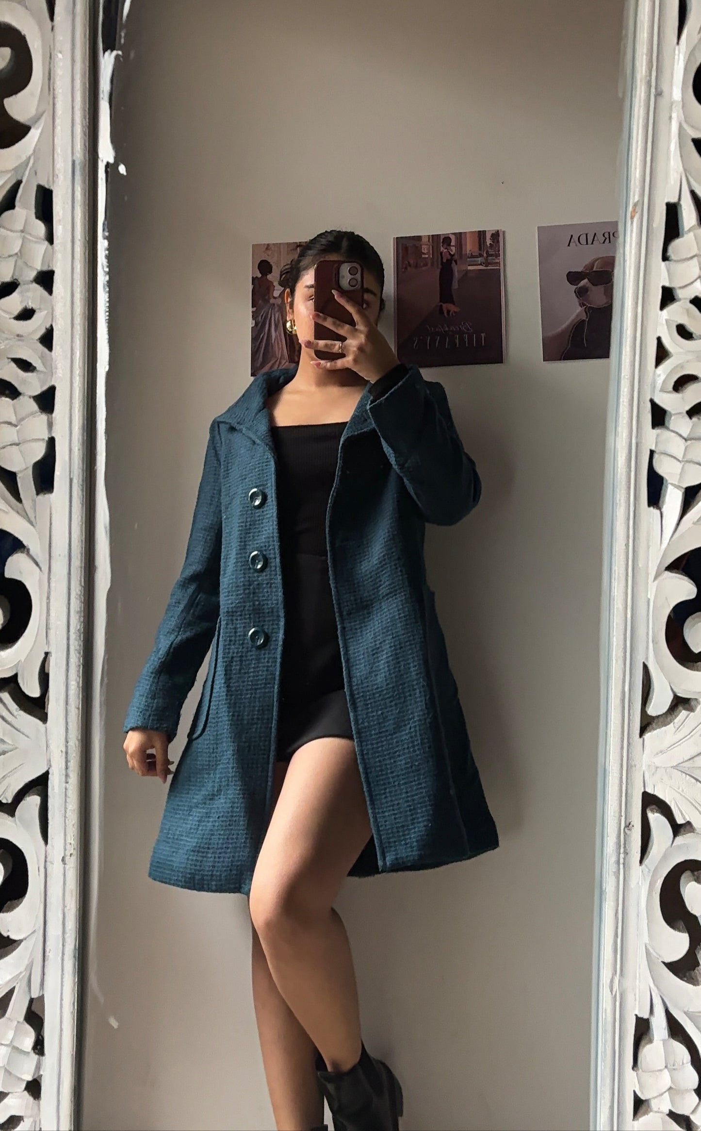 Dark Teal Coloured Overcoat