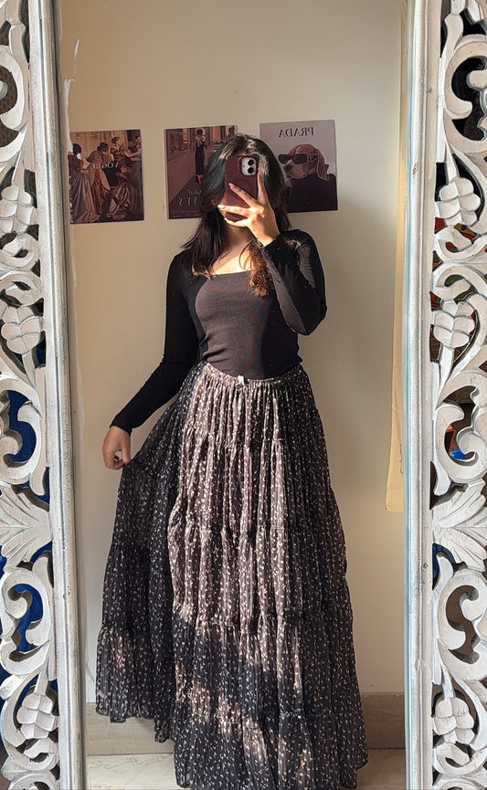 Black Floral Skirt