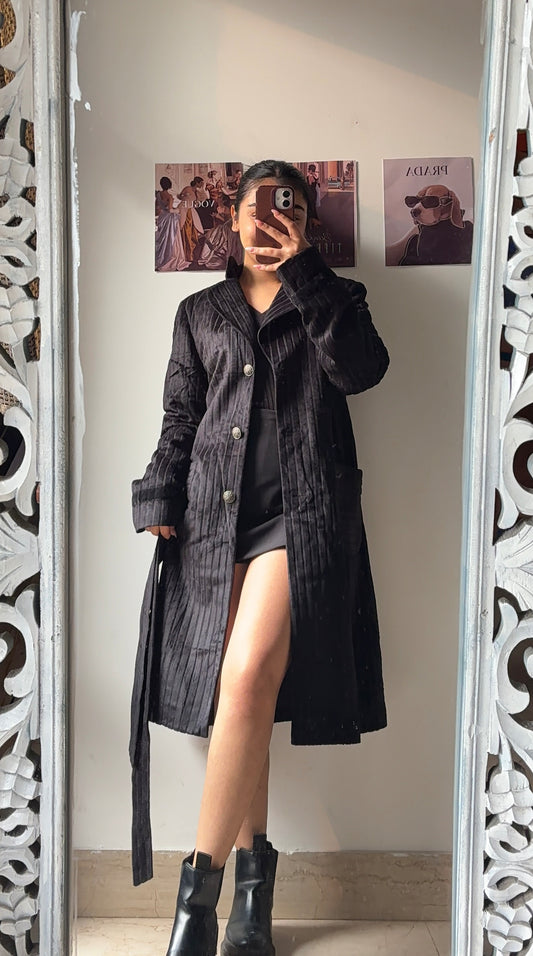 Black Velvet Trench Coat