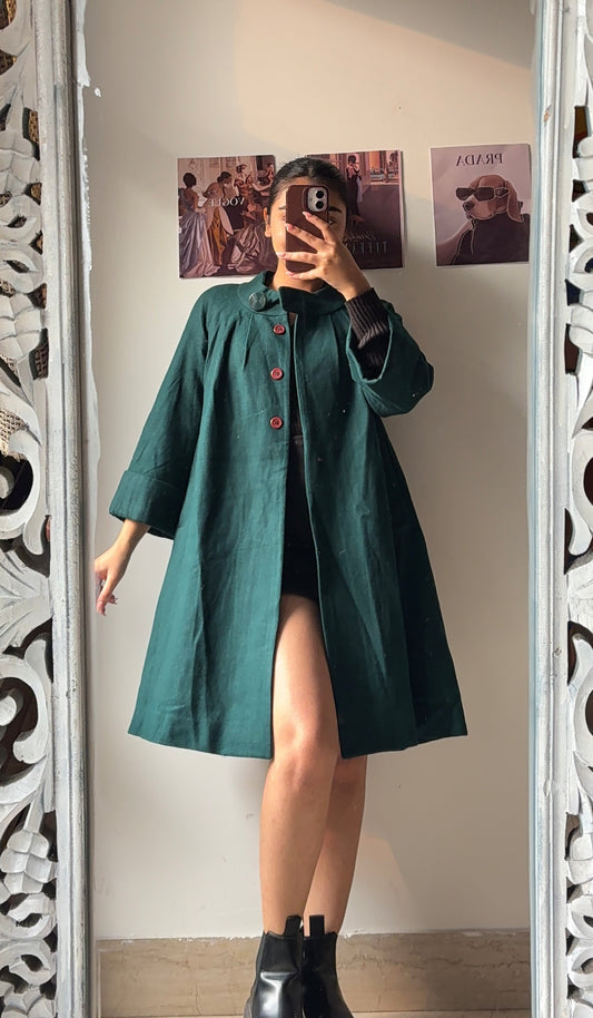 Dark Green Swing Overcoat