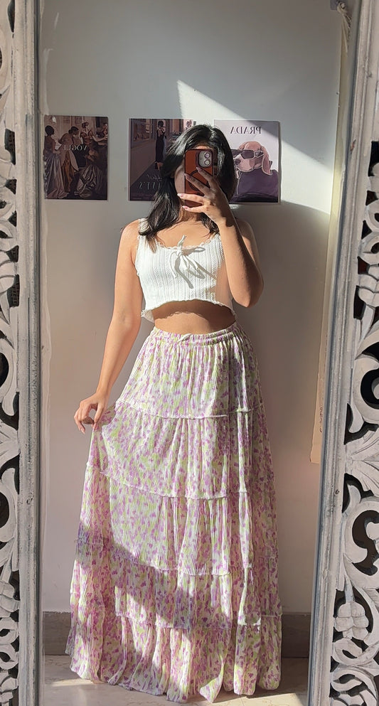 Pink&Green Flared Skirt