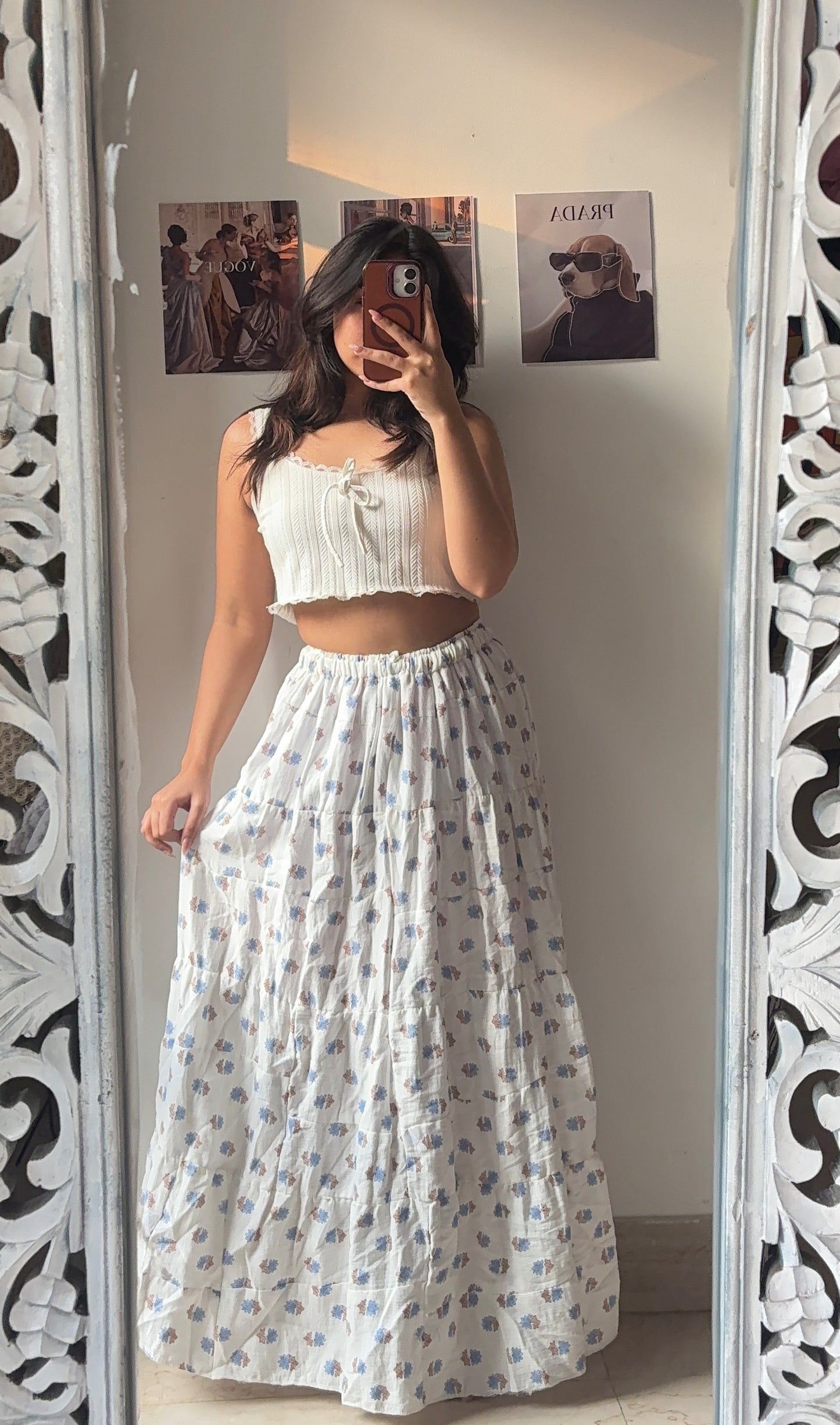 White Floral Breeze Skirt